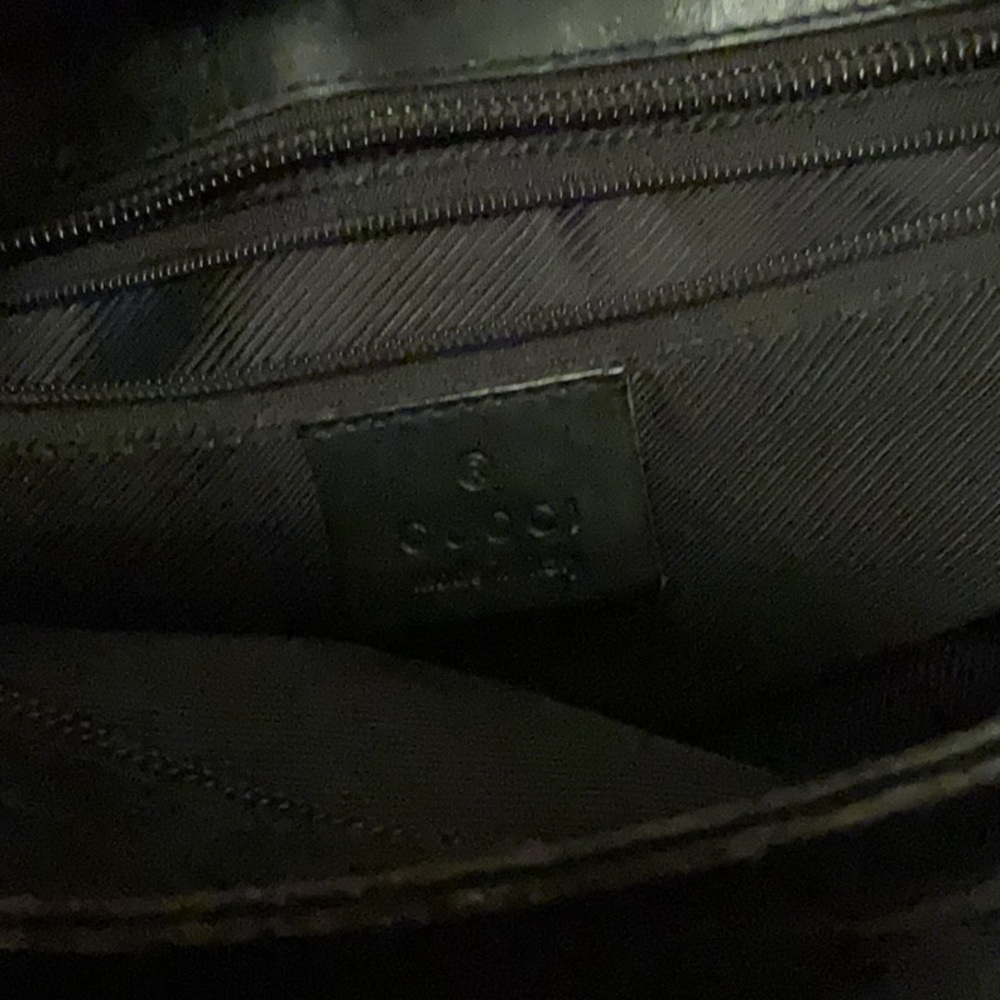 Authentic GUCCI Black GG Nylon Monogram Leather Abbey Medium Tote Bag - Picture 6 of 16